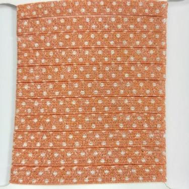Imagem de 50 metros Elástico Lurex Especial 7mm Poá Laranja Branco 3703 050 enca