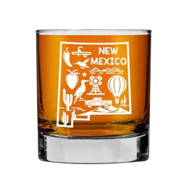 Imagem de Rose88Gift Copo de uísque com contorno do mapa do estado do Novo México - Uísque antiquado para viagem ao estado do Novo México - Presente de decoração de vidro de uísque com tema estadual para homens