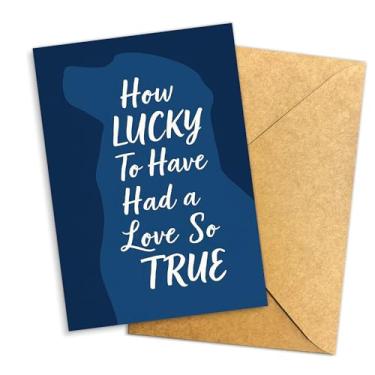 Imagem de Cartão de simpatia Pet Loss para dono do animal de estimação – Cartão de perda de cachorro ou gato – "How Lucky To Have Had a Love So True" – Cartão de condolências sinceras para mãe de cachorro, pai