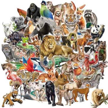 Imagem de Adesivos de animais para crianças, 100 peças, adesivos transparentes de animais selvagens, tema de zoológico de safári selvagem para adolescentes, meninos, meninas, decalques à prova d'água para