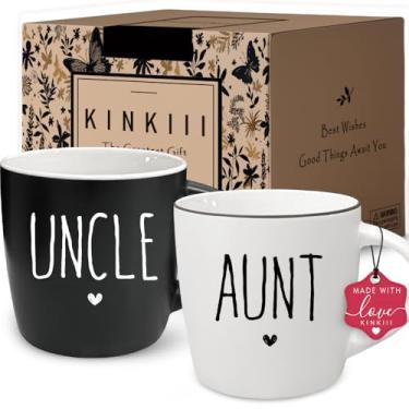 Imagem de Promoted to Aunt Uncle Conjunto de canecas de café, canecas de anúncio de gravidez pela primeira vez para tia tio, presente de revelação de bebê para tias pela primeira vez, tios e tios, presente para
