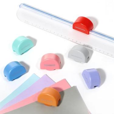 Imagem de Cortador de papel 7 em 1, ferramenta de scrapbook multifuncional com cabeças de corte dos tipos 7, papel cortador portátil sem restrições com posicionamento de régua para fotos, cartões, cupons