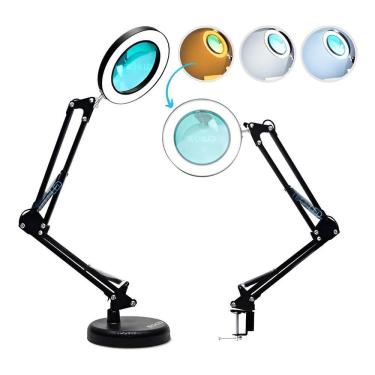 Imagem de Luminaria De Mesa Led Ring Light Articulado Garra Aumento 5X