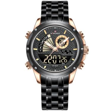 Imagem de Relógio de Pulso Masculino Impermeável  Dual Display Esportivo Aço Inoxidavel