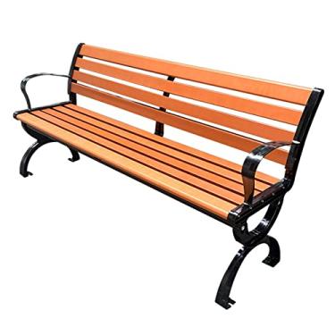 Imagem de TRGCJGH Banco de pátio ao ar livre, sofá de metal com moldura de alumínio fundido, móveis de exterior para varanda ao ar livre, gramado, varanda, quintal (120 cm/47,2 pol, A)