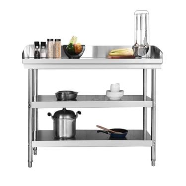 Imagem de Mesa de preparação de alimentos de aço inoxidável, mesa de suporte de equipamento, mesa de cozinha de metal e estações de trabalho comerciais (90 x 50 cm)