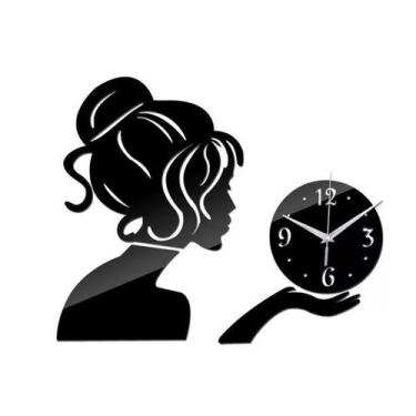 Imagem de Relógio Acrílico Parede Decorativo Sala Mulher Prata - Agv Criações