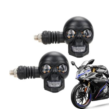 Imagem de Luzes LED para motocicletas | Luzes LED de seta de motocicleta de esqueleto de 12 V - Indicador de 10 mm, luz auxiliar à prova d'água para motocicletas off-road street