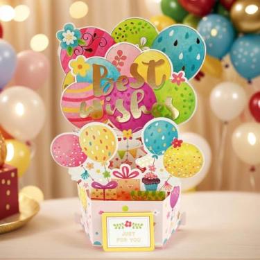 Imagem de 1 peça cartão de confissão balão cartão 3D esculpido em papel decoração decoração para aniversário, adequado para festas de aniversário e férias