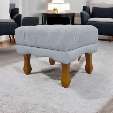 Imagem de Puff Decorativo Retangular Duque Bouclé Premium Capitonê - Cinza Buclê