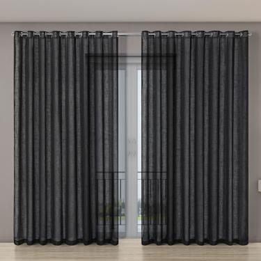 Imagem de Cortina Voil Gaze de Linho 4,00m x 2,70m 100% Poliéster - Preto