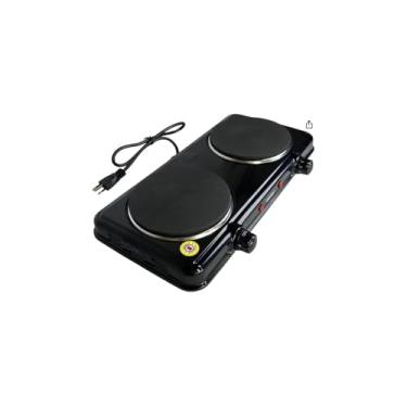 Imagem de Fogareiro Elétrico de Indução, 2 Bocas, 2000W, Preto, 220V, Portátil, Base Antiderrapante, Controle de Temperatura, para Cozinhas Pequenas, Acampamentos, Viagens