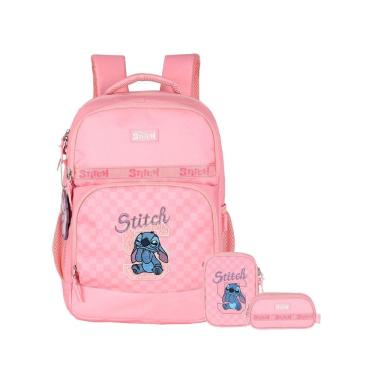 Imagem de Kit Lilo Stitch Mochila Costas + Estojo Box + Estojo Triplo
