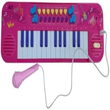 Imagem de Teclado musical, crianca, brinquedo, divertido, rosa, instrumentos, musica, cantar, pequeno.