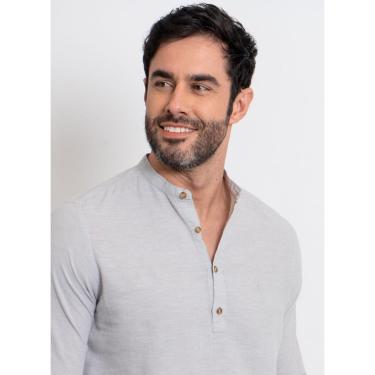 Imagem de Camisa Linho Aleatory Manga Longa Excuse Cinza-Masculino