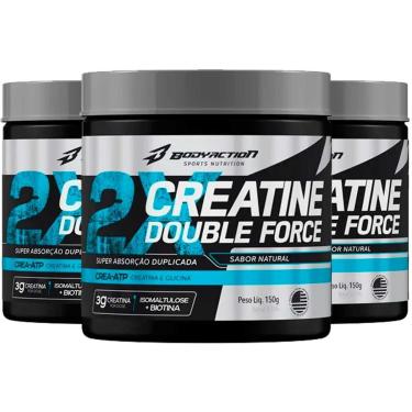 Imagem de Kit 3 Creatine Doble Force 150g Cada Body Action Sem Sabor-Unissex