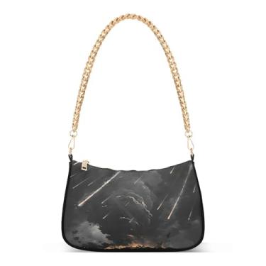 Imagem de CEBUGI Bolsas transversais femininas bolsa de ombro preta Tornado Bolsa clutch elegante com alça de corrente