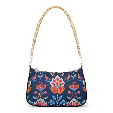 Imagem de CEBUGI Bolsas transversais femininas bolsa de ombro com estampa floral, bolsa clutch elegante com alça de corrente