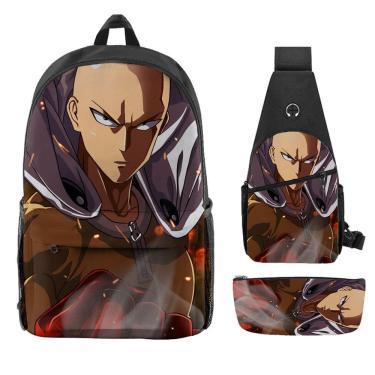 Imagem de Conjunto de mochilas One Punch Man Anime de 3 peças para crianças