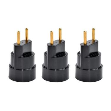 Imagem de Kit Com 3 Adaptadores Soquete Bocal Tomada Plug E27 Preto - Thompson