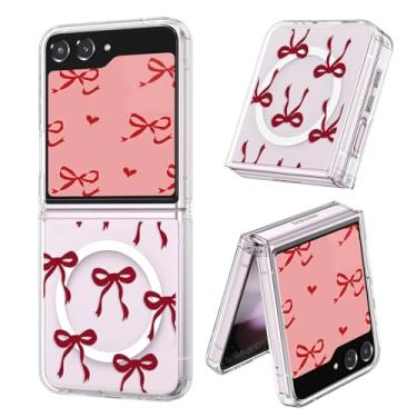 Imagem de UEEBAI Capa magnética para Samsung Galaxy Z Flip 5/6 5G, capa de arco compatível com MagSafe, fita fina transparente sem fio, capa protetora antiamarelamento à prova de choque para mulheres e meninas