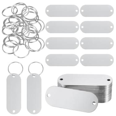 Imagem de PATIKIL 30 peças em branco para estampagem de metal, etiquetas de nome de 5 cm de aço inoxidável, placas de metal, disco de placa com 2 furos, chaveiro para gravação a laser, etiquetas de coleira de