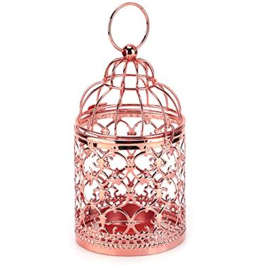 Imagem de HEEPDD Suporte de Velas Em Gaiola de Passarinho, Ferro Vintage, Acabamento Brilhante, Design Em Cúpula, Lanterna, para Peça Central de Casamento, Decoração de Casa e Presente (Tipo A Ouro Rosa)