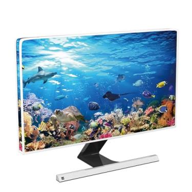 Imagem de Baocicco Capa de TV à prova d'água subaquática de 81 cm oceano vida submarina peixe tropical tartaruga design coral capas de televisão à prova de poeira antiarranhões antiestática para TVs LED LCD