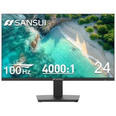 Imagem de SANSUI Monitor de computador 24 polegadas 100Hz USB tipo C, monitor de PC FHD 1080p, HDMI, FreeSync, HDR, conector de fone de ouvido, inclinação ergonômica para casa e escritório