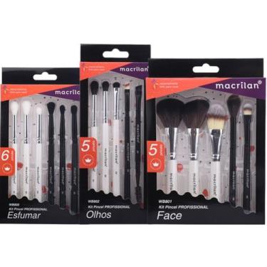 Imagem de Kit 16 Pincéis Maquiagem Completo Esfumar Iluminar Profissional Macril