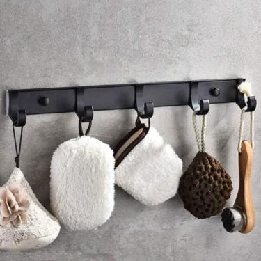 Imagem de Toalheiros de parede de alumínio para banheiro, chuveiro titular do quarto, barra de toalha, cabide(preto/CF-057)