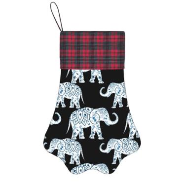 Imagem de SKKNT Meias de Natal com estampa de elefante, animais de estimação, decoração de Natal, cães, gatos, árvores, presente conveniente