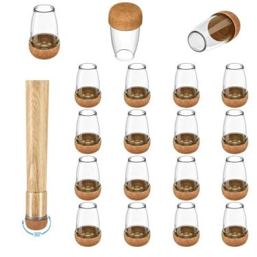 Imagem de Yarehand Pacote com 16 Protetores de Piso para Pernas de Cadeira para Pisos de Madeira, Controles Deslizantes Redondos de Borracha para Móveis, Almofada de Feltro 360° Envolta Na Parte Inferior Espess