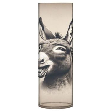 Imagem de JUZIHAI Vaso Donkey Laughing para flores 9,9 cm x 30 cm Cilindro de plástico moderno vaso de flores para centro de mesa de casamento decoração de casa