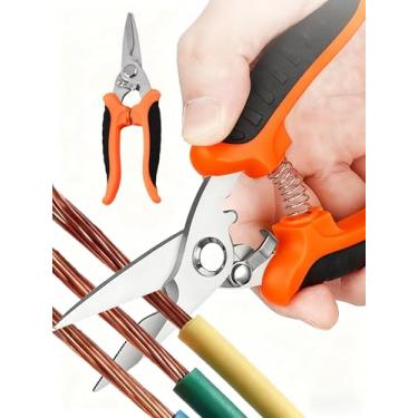 Imagem de 1 tesoura de poda multiuso de aço inoxidável, antiderrapante, ergonômica, lâminas de precisão para árvores frutíferas e trabalho elétrico, laranja