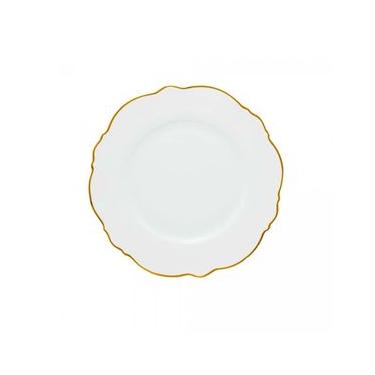Imagem de Jogo de pratos raso de porcelana Wolff Maldivas 6 peças 28cm filete dourado