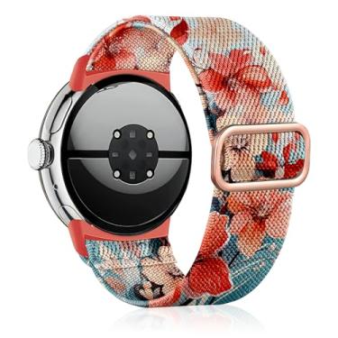 Imagem de Zspoly Pulseira de nylon compatível com Google Pixel Watch 1/2/3/4 (41 mm), pulseiras elásticas ajustáveis de substituição para Pixel Watch 4 masculino/feminino