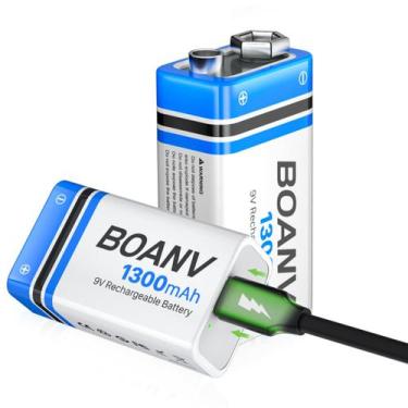 Imagem de Bateria BOANV 9V 1300mAh USB de lítio recarregável 2 unidades