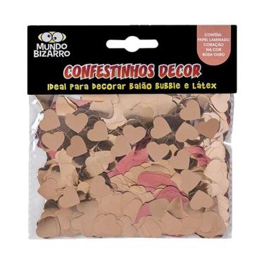 Imagem de Confete Metalizado Para Balão Coração Rosa Ouro - 25g