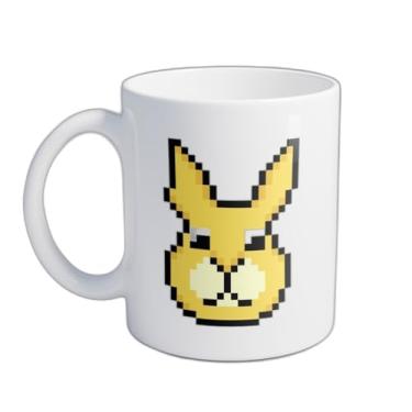 Imagem de Caneca Xícara de Café Porcelana 300ml Cabeça de Coelho Pixel Art