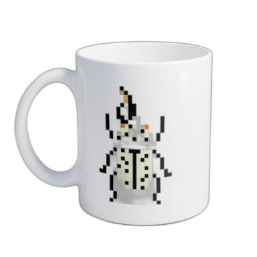Imagem de Caneca Xícara de Café Porcelana 300ml Com Desenho Ícone Besouro Pixel