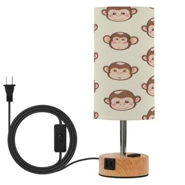 Imagem de Wassud Candeeiro de mesa de cabeceira de desenho animado Monkeys Touch com 3 temperaturas de cor, luminária de mesa moderna com forro de sombra que cuida dos olhos para sala de estar, quarto