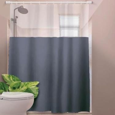 Imagem de Cortina de Box Banheiro Vinil com Ganchos – Cortina para Box Impermeável e Fácil de Limpar (SAIA CINZA)