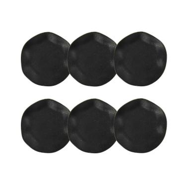 Imagem de Cj 6 Pratos para Sobremesa de Porcelana Orgânico Ryo Volcano Preto Fosco/Ocre 21,5cm Oxford