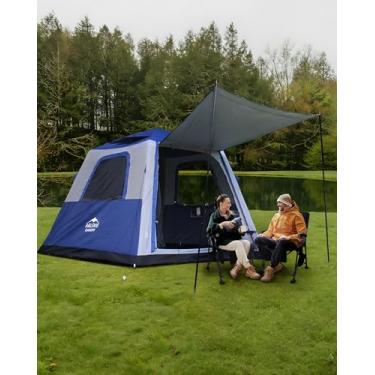 Imagem de ABLEM8CANOPY Barraca de acampamento inflável para 4 a 6 pessoas, barraca de ar de configuração rápida com 2 portas e 4 janelas de malha, excelente ventilação, inclui lençol de chão à prova d'água