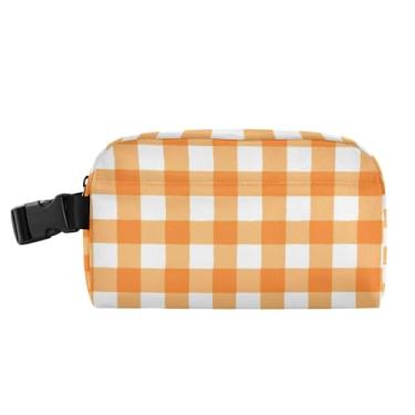 Imagem de TSENQUE Lancheira xadrez personalizada laranja branca para mulheres, meninas, lancheira masculina e infantil, lancheira para trabalho, reutilizável, fofo, flor, bolsa térmica para meninos