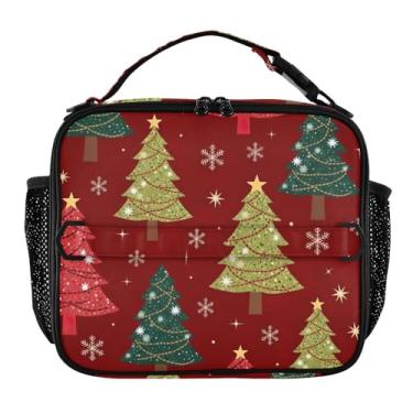 Imagem de Joisal Lancheira colorida vermelha para mulheres e meninas, lancheira com alça de ombro, lancheira masculina e infantil, para trabalho, meninos, bolsa térmica floral