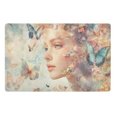 Imagem de Joisal Beauty Butterflies Tapete de porta de entrada externa divertido durável tapete de boas-vindas para porta da frente 81 x 50 cm tapete de chão