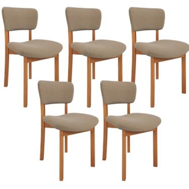 Imagem de Kit 05 Cadeiras Para Sala de Jantar Cozinha Living Estofada Dara L02 Bouclê Bege - Lyam Decor