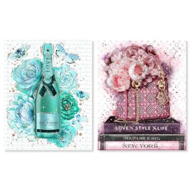 Imagem de Blush Parisian Glam Canvas Print Glam Wall Decor Conjunto de 2 por Art Remedy, Gallery Wrapped, 16 x 20